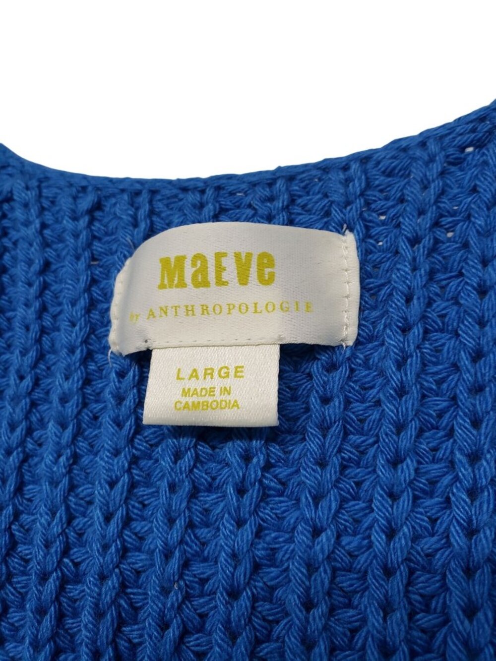 Maeve Anthropologie Blue Chunky Knit V Neck Sweater Oversized Relaxed Cerulean - Picture 3 of 12
